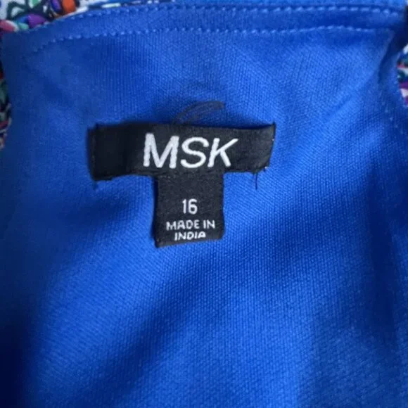 MSK Handkerchief Dress Size 16 Halter Top Paisley Green Blue BOHO Hippie Gypsy - Picture 14 of 16